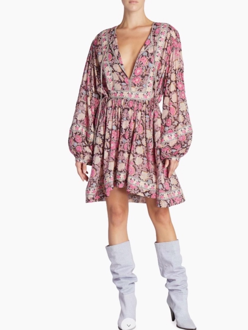 Isabel Marant Étoile Gilinesia Floral Cotton Peasant Minidress